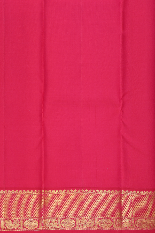 Kanchipuram Silk Saree In Peacock Blue With Paisley Buttas