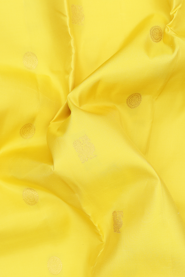 Kanchipuram Silk Saree In Yellow With Chakram Buttas
