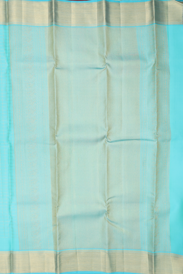 Kanchipuram Silk Saree In Tiffany Blue With Checks Design