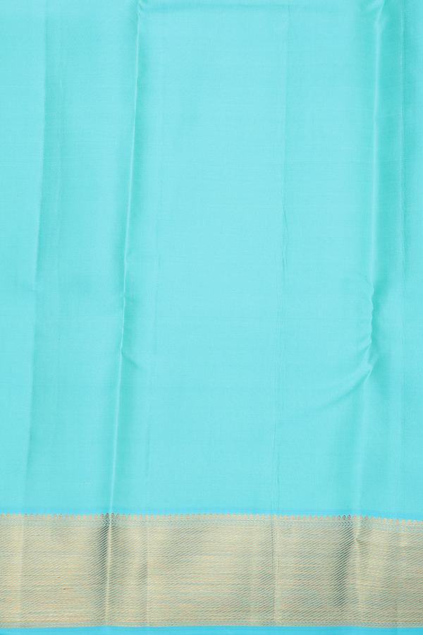 Kanchipuram Silk Saree In Tiffany Blue With Checks Design