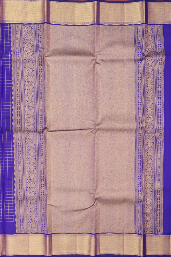 Kanchipuram Silk Saree In Royal Blue With Checks Design