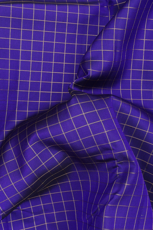 Kanchipuram Silk Saree In Royal Blue With Checks Design