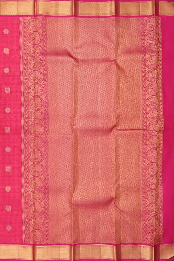 Kanchipuram Silk Saree In Pink With Jacquard Pattern