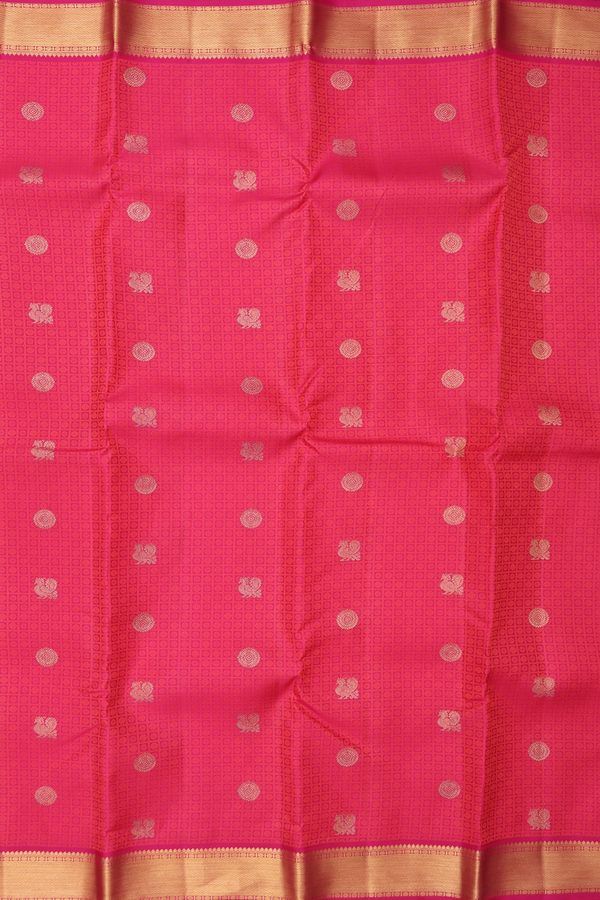 Kanchipuram Silk Saree In Pink With Jacquard Pattern