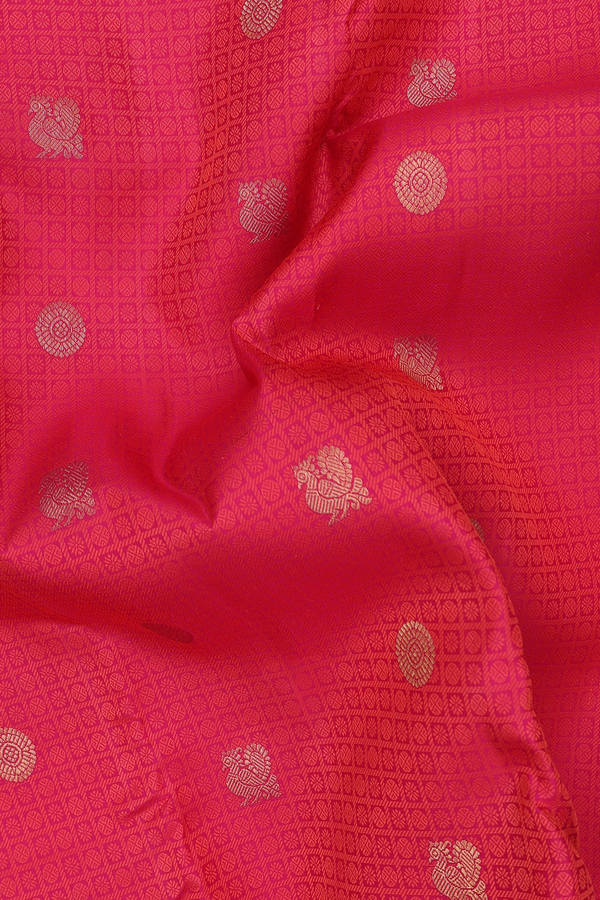 Kanchipuram Silk Saree In Pink With Jacquard Pattern