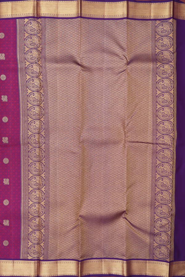 Kanchipuram Silk Saree In Burgundy With Jacquard Pattern