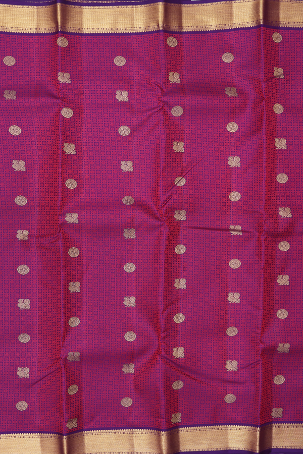 Kanchipuram Silk Saree In Burgundy With Jacquard Pattern