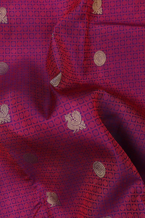 Kanchipuram Silk Saree In Burgundy With Jacquard Pattern