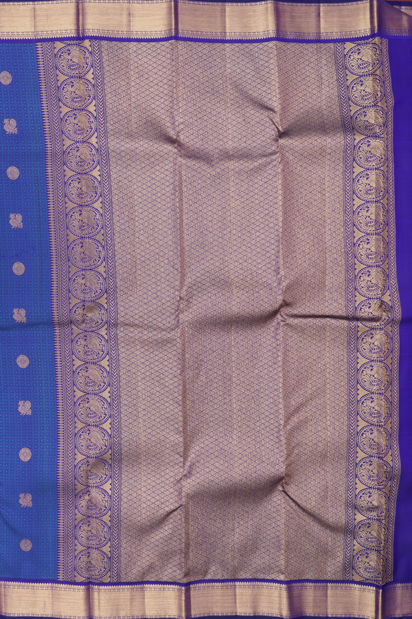Kanchipuram Silk Saree In Royal Blue With Jacquard Pattern
