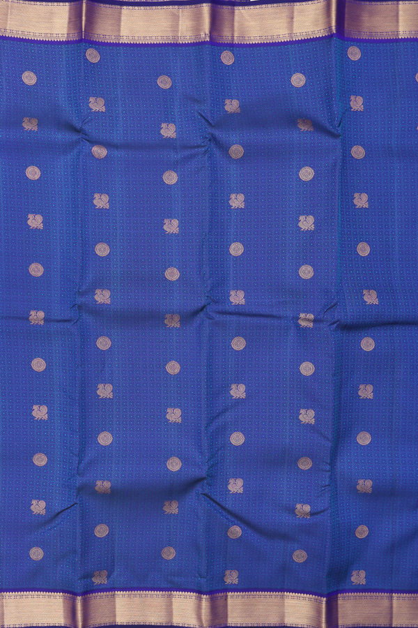 Kanchipuram Silk Saree In Royal Blue With Jacquard Pattern