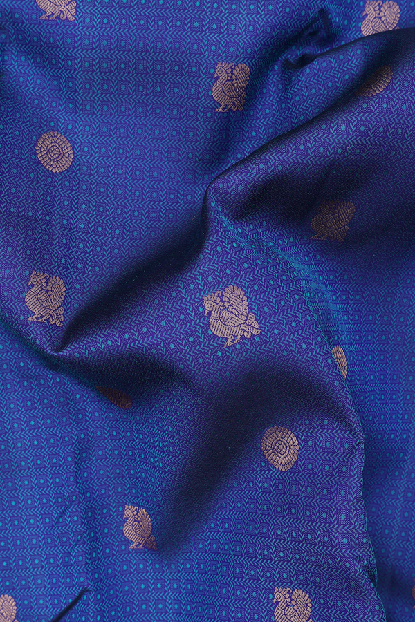 Kanchipuram Silk Saree In Royal Blue With Jacquard Pattern
