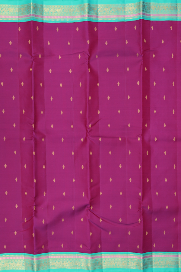 Kanchipuram Silk Saree In Berry Purple With Zari Buttas