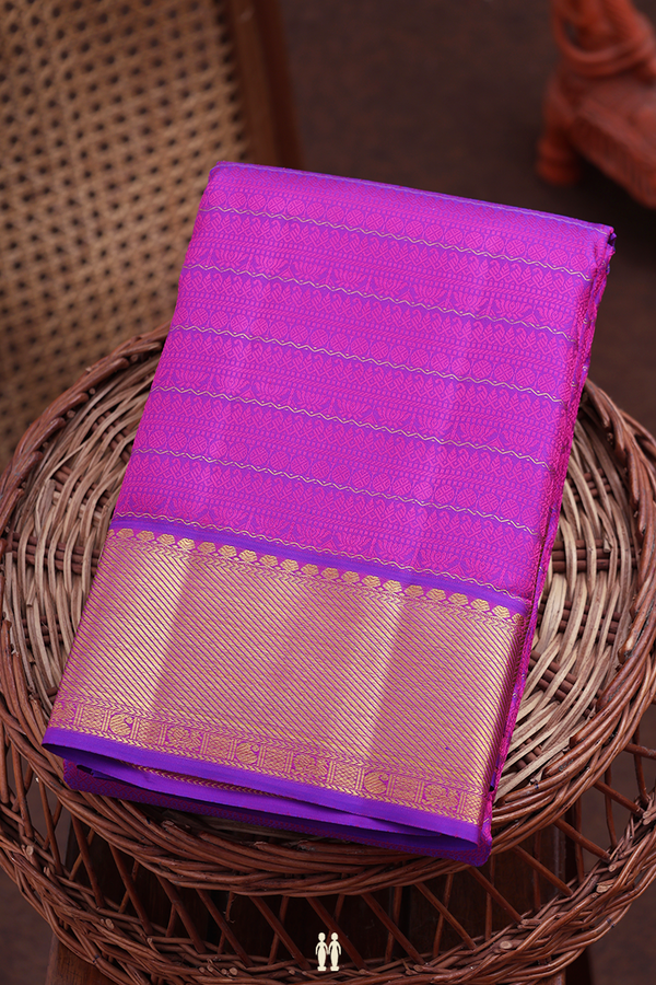 Kanchipuram Silk Saree In Purple With Jacquard Pattern