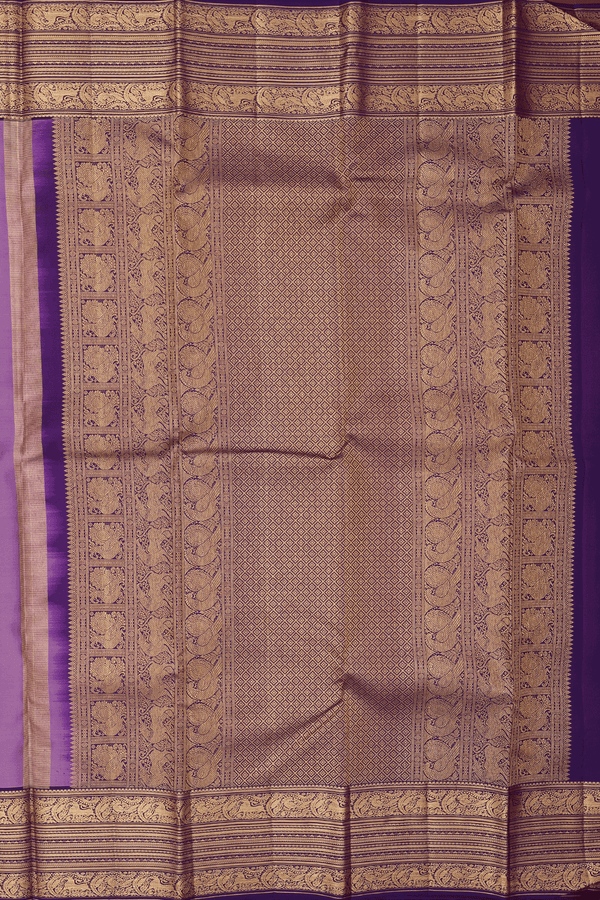 Kanchipuram Silk Saree In Dusty Purple With Paisley Buttas