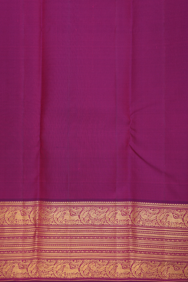 Kanchipuram Silk Saree In Coral Orange With Paisley Buttas