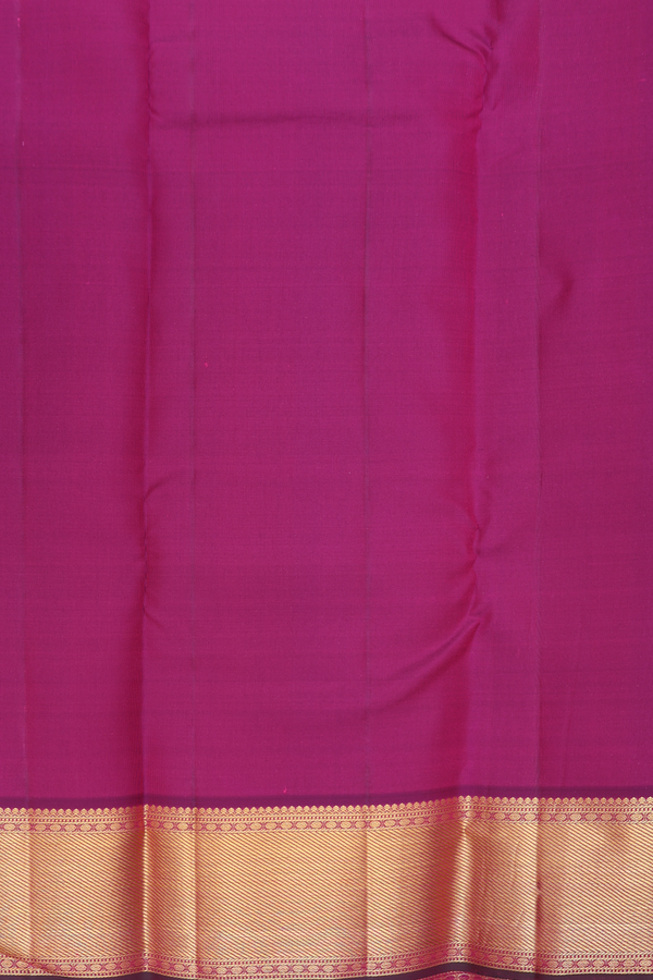 Kanchipuram Silk Saree In Coral Orange With Peacock Buttas