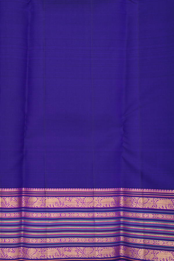 Kanchipuram Silk Saree In Royal Blue With Floral Buttas