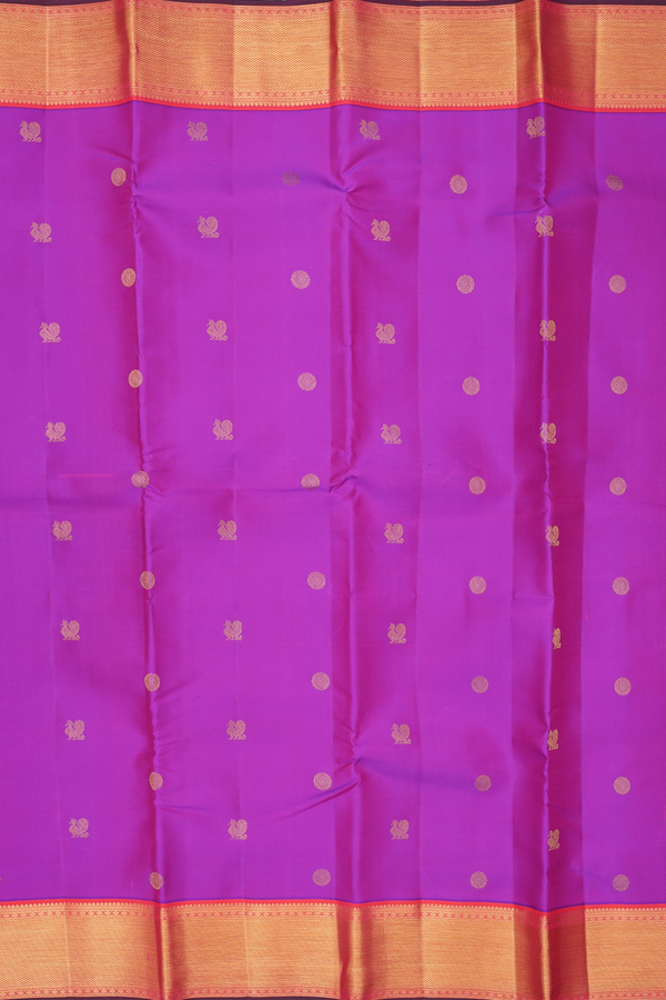 Kanchipuram Silk Saree In Purple With Peacock Buttas