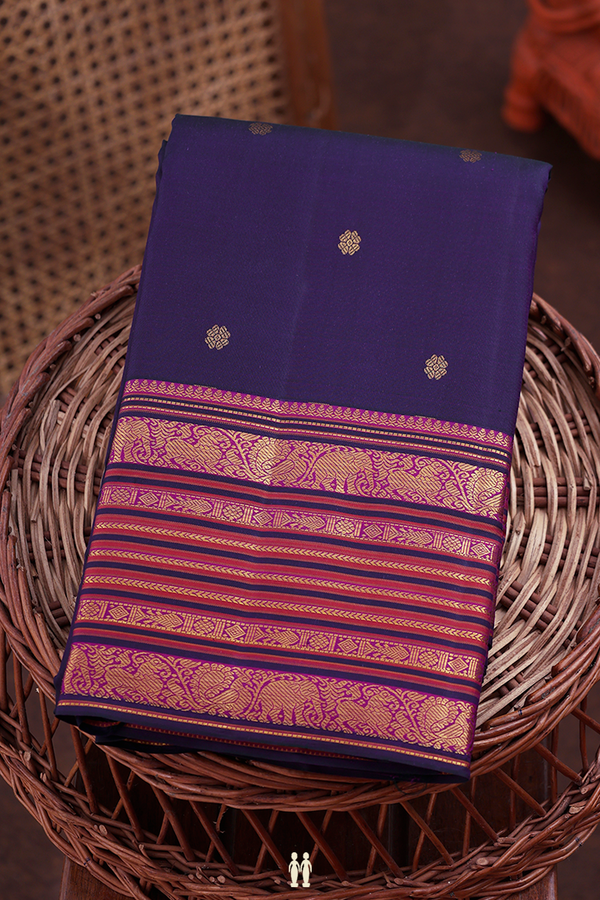 Kanchipuram Silk Saree In Dual Tone With Floral Buttas