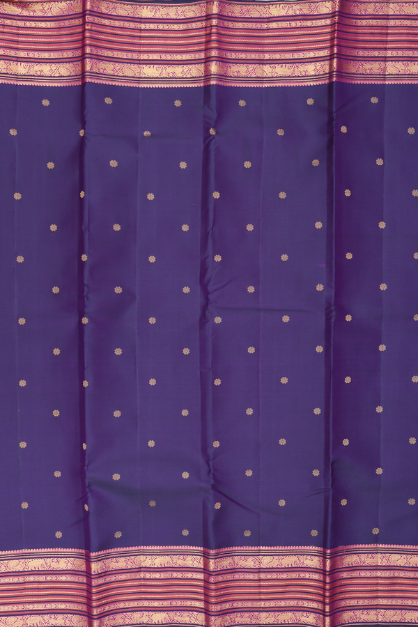 Kanchipuram Silk Saree In Dual Tone With Floral Buttas