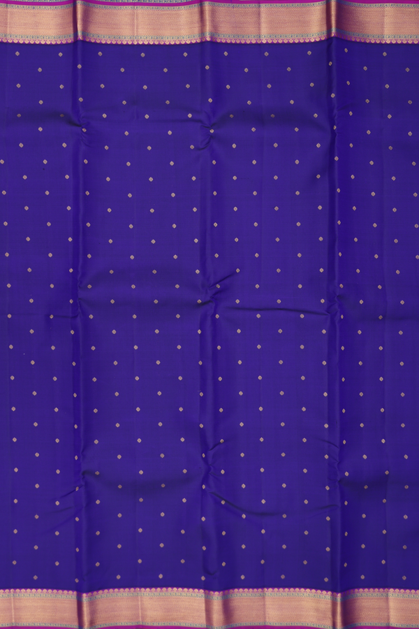 Kanchipuram Silk Saree In Royal Blue With Zari Buttis