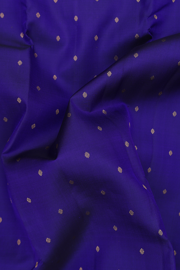 Kanchipuram Silk Saree In Royal Blue With Zari Buttis
