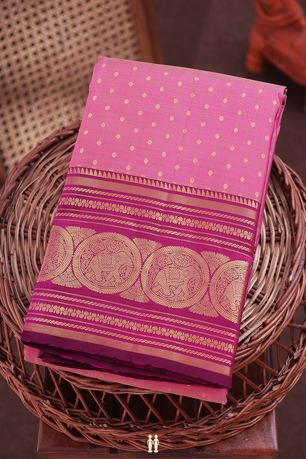Kanchipuram Silk Saree In Dusty Pink With Zari Buttis