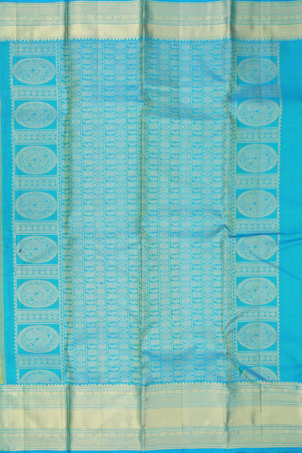 Kanchipuram Silk Saree In Parrot Green With Zari Buttis