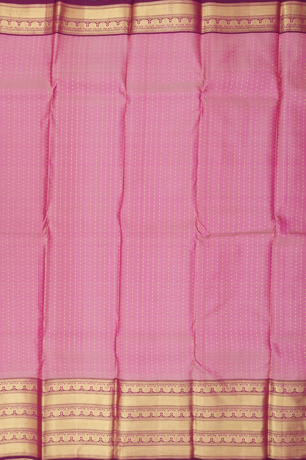 Kanchipuram Silk Saree In Dusty Pink With Stripes Design