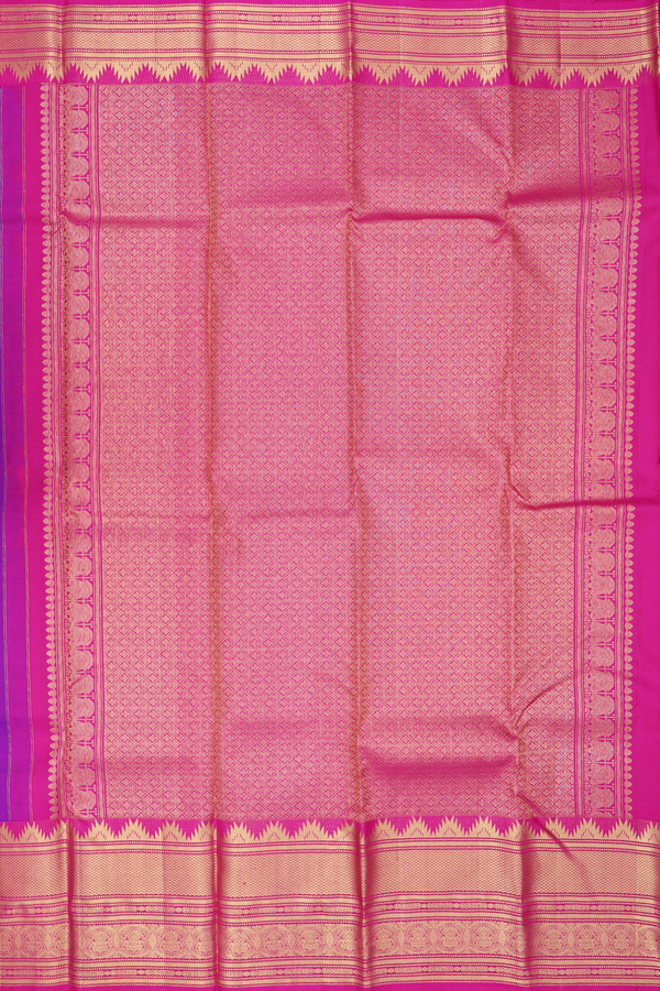 Kanchipuram Silk Saree In Purple With Zari Buttis