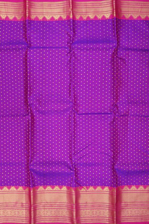 Kanchipuram Silk Saree In Purple With Zari Buttis