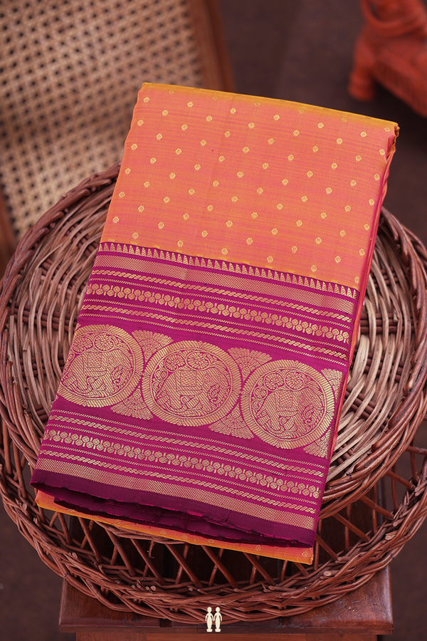 Kanchipuram Silk Saree In Dual Tone With Zari Buttis