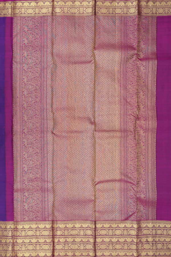 Kanchipuram Silk Saree In Royal Blue With Checks Design