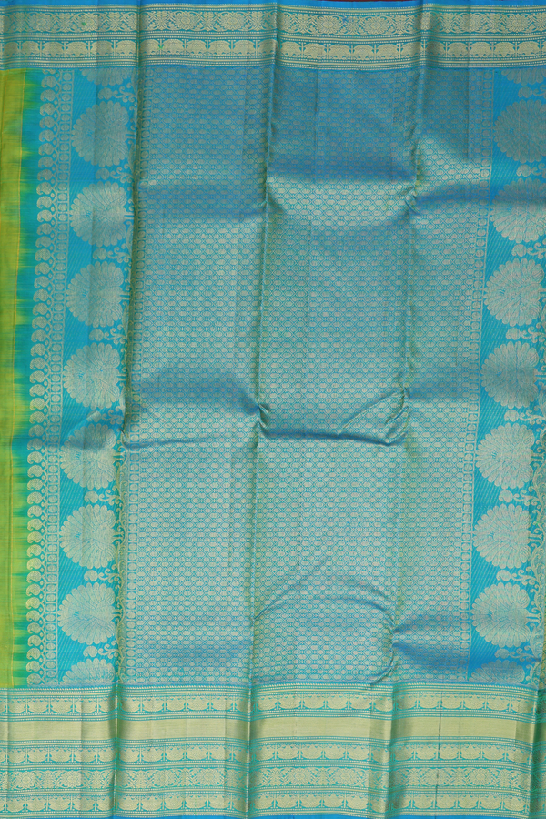 Kanchipuram Silk Saree In Green Along Stripes With Motifs