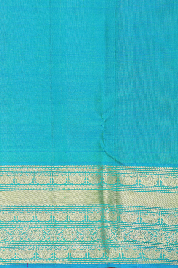 Kanchipuram Silk Saree In Green Along Stripes With Motifs