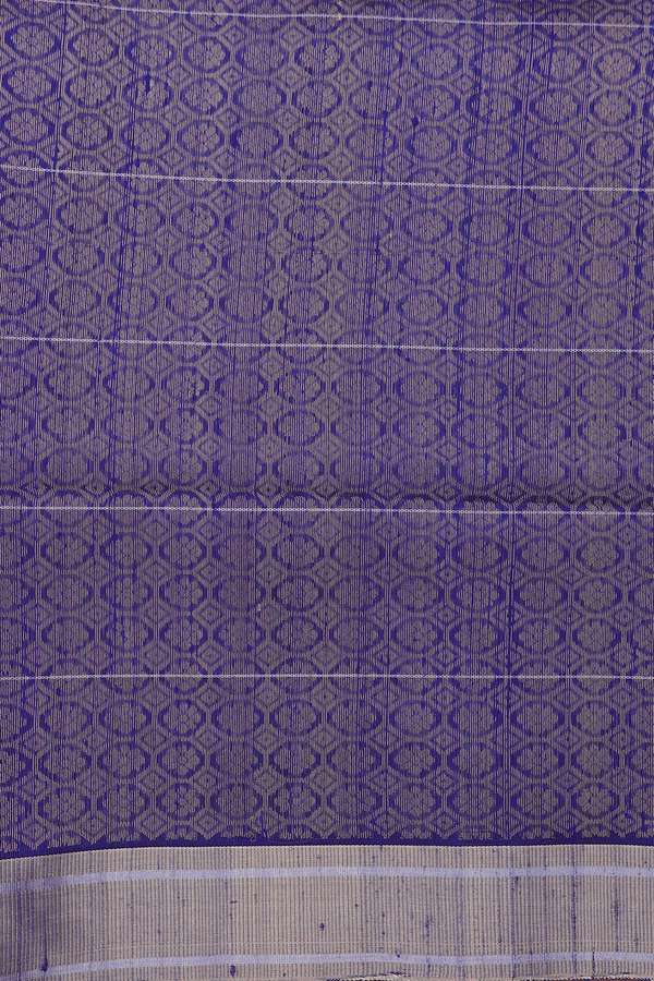 Raw Silk Saree In Royal Blue Along Stripes With Buttas