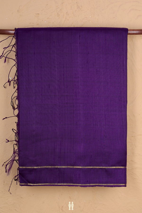 Raw Silk Saree In Royal Purple With Zari Border