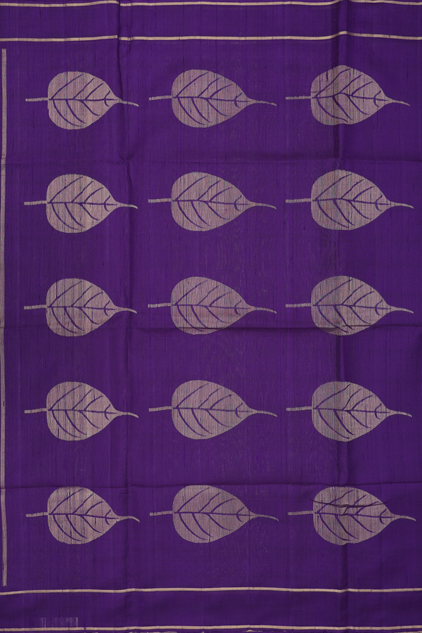 Raw Silk Saree In Royal Purple With Zari Border