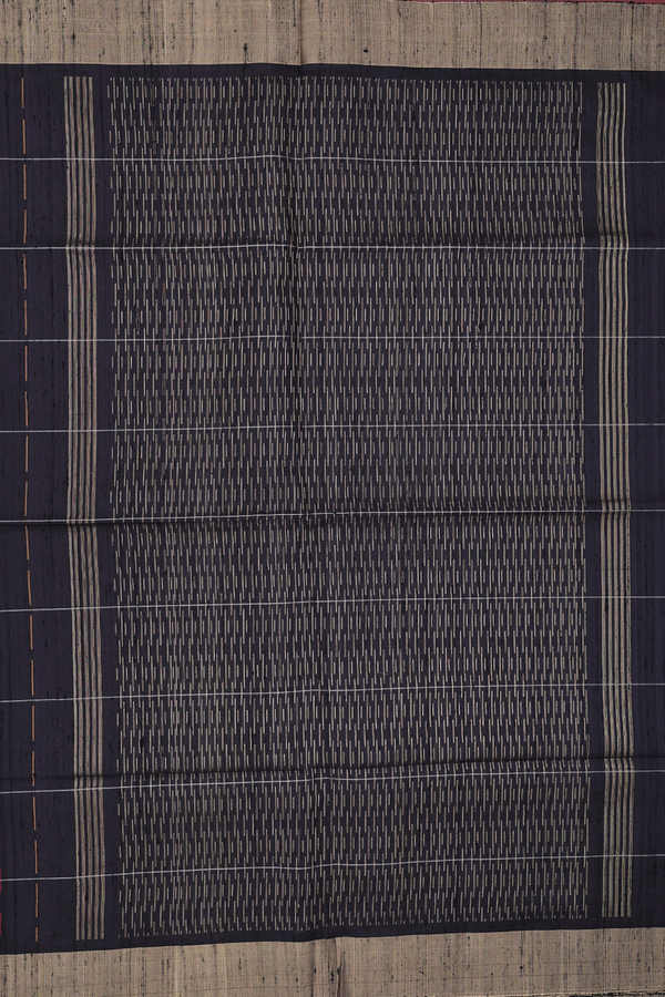 Raw Silk Saree In Black With Allover Design