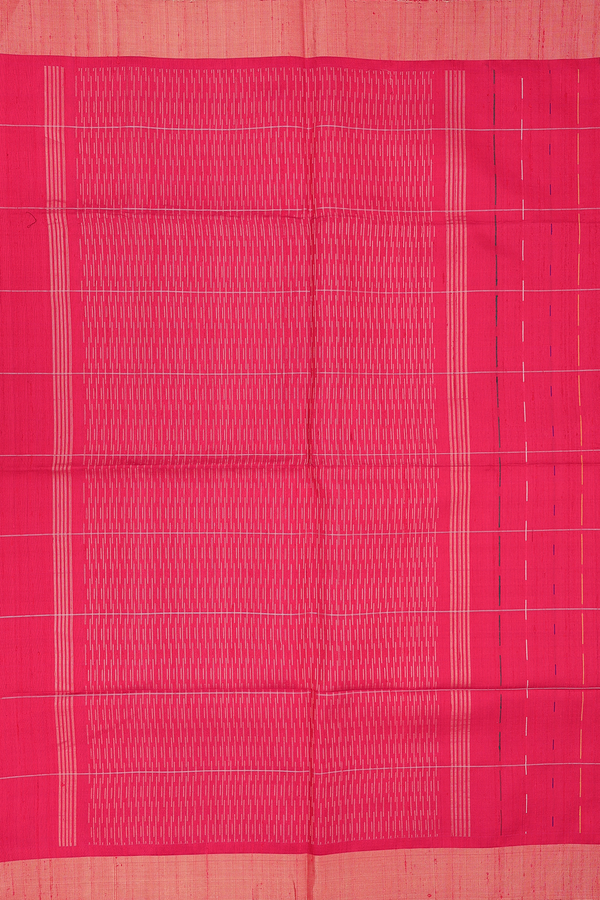 Raw Silk Saree In Red With Checks Design
