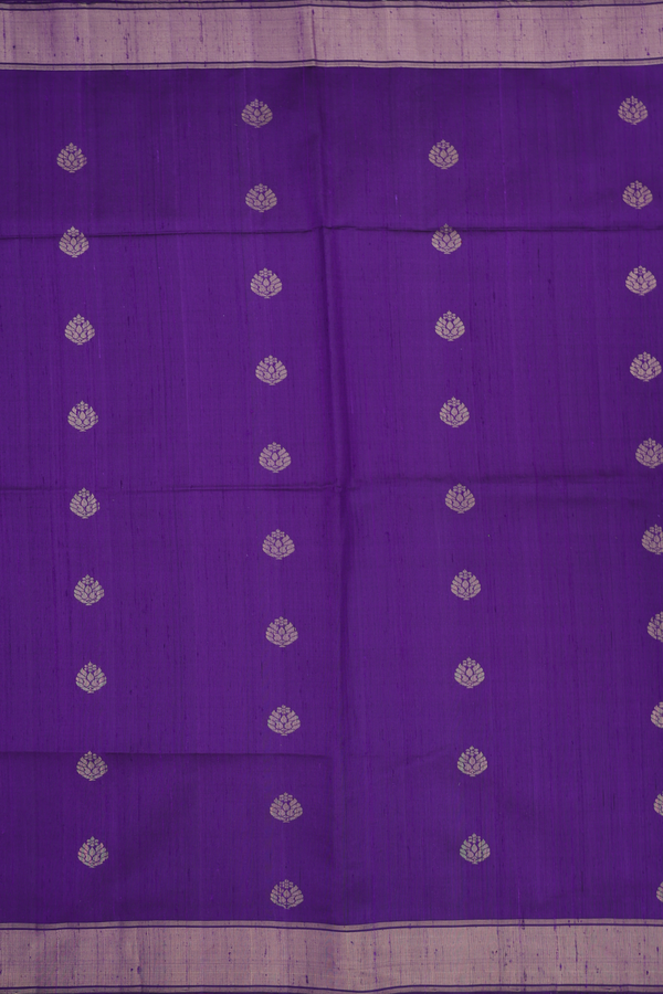 Raw Silk Saree In Royal Purple With Zari Buttas