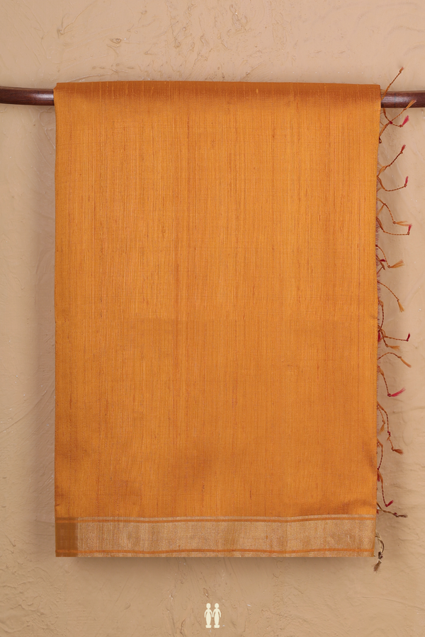 Raw Silk Saree In Mustard Yellow With Zari Border
