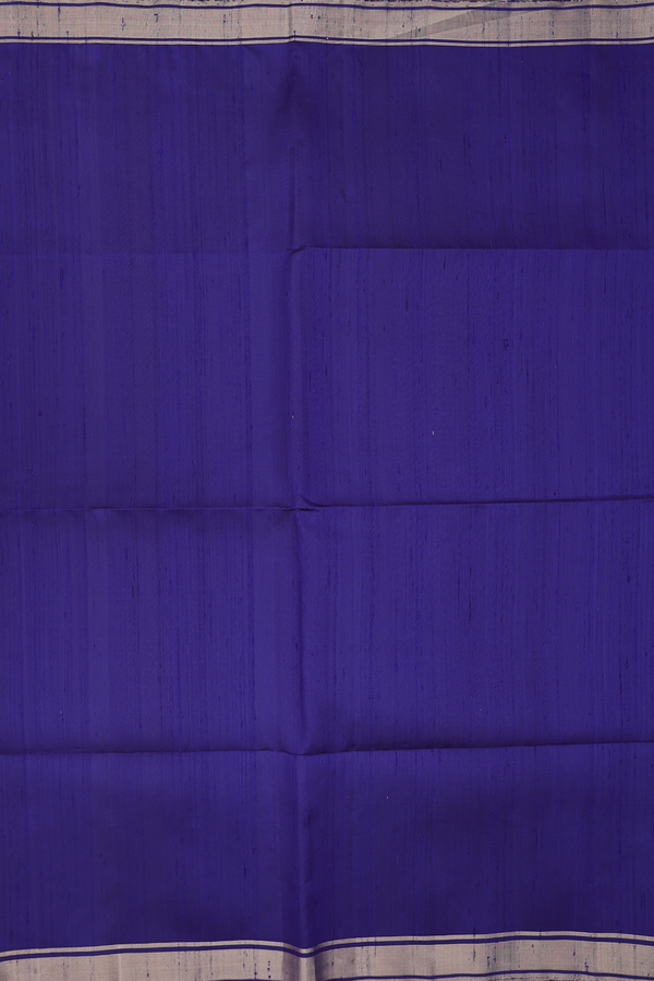 Raw Silk Saree In Royal Blue With Zari Border