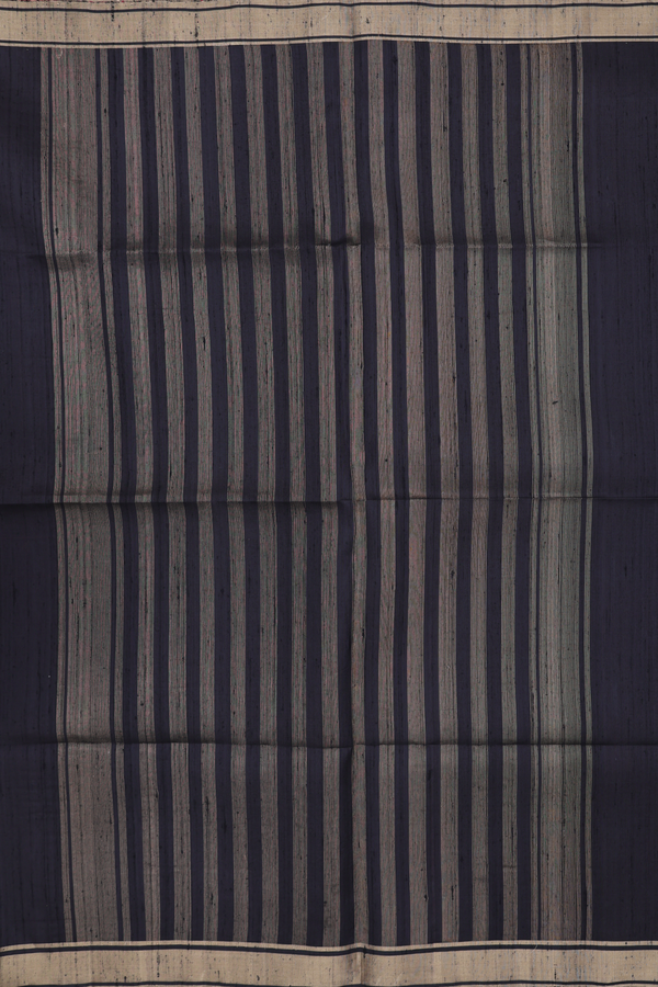 Raw Silk Saree In Black With Zari Border