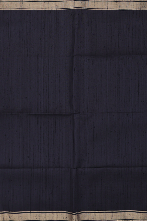 Raw Silk Saree In Black With Zari Border