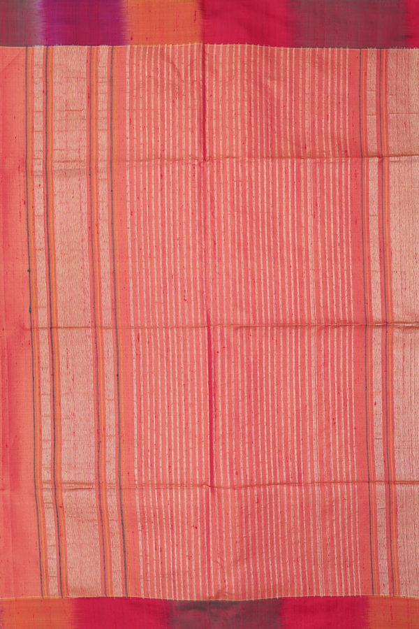 Raw Silk Saree In Off White With Contrast Border