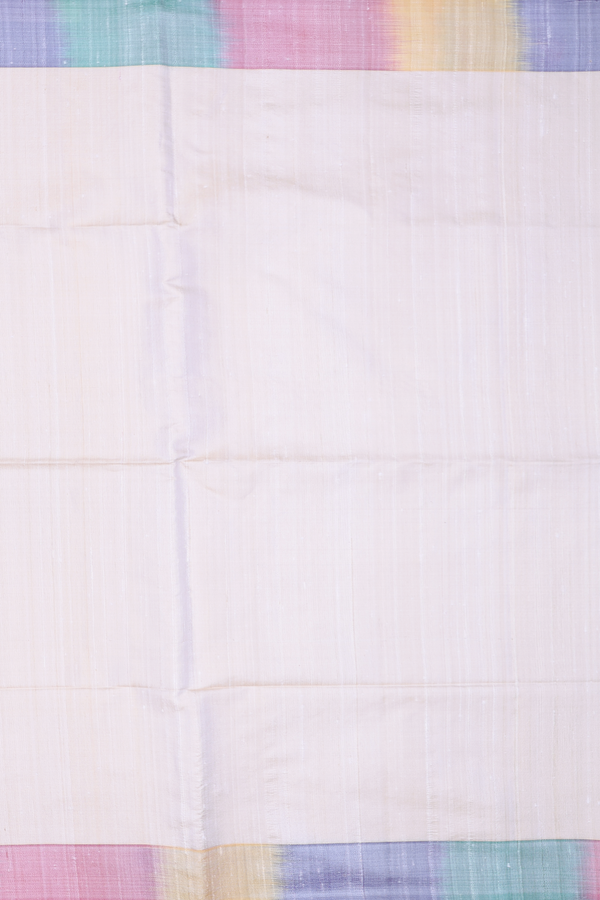 Raw Silk Saree In Off White With Contrast Border