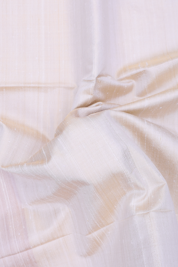Raw Silk Saree In Off White With Contrast Border