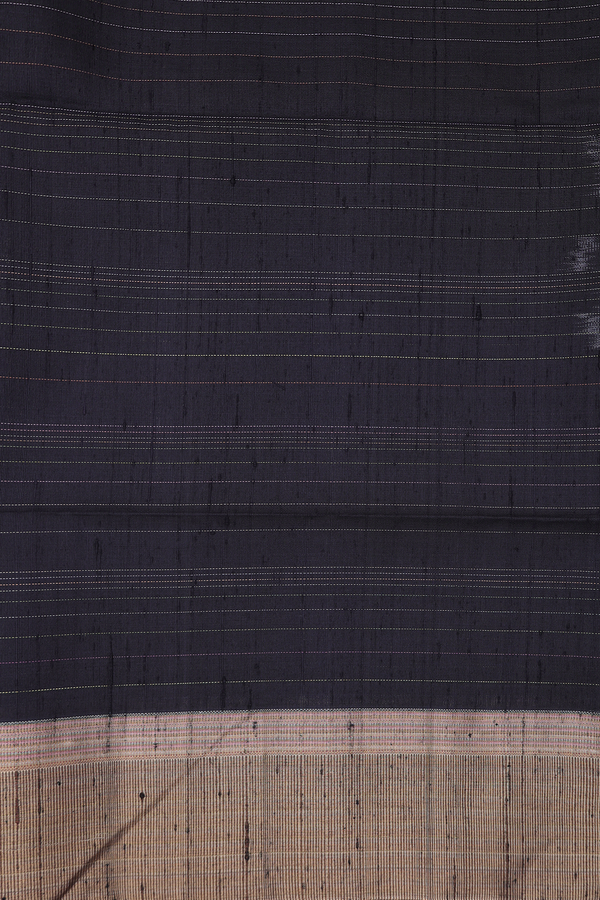 Raw Silk Saree In Black With Checks Design