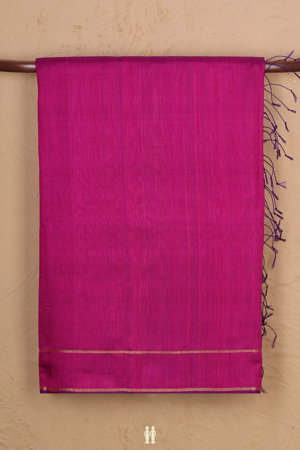 Raw Silk Saree In Magenta With Zari Border